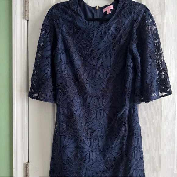 Lilly Pulitzer Jackelin Romper True Navy Fern Gallery Lace Size 6  $238 retail - Picture 4 of 4